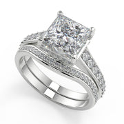 Helena Pave 4 Prong Crown Basket Princess Cut Engagement Ring - Nivetta